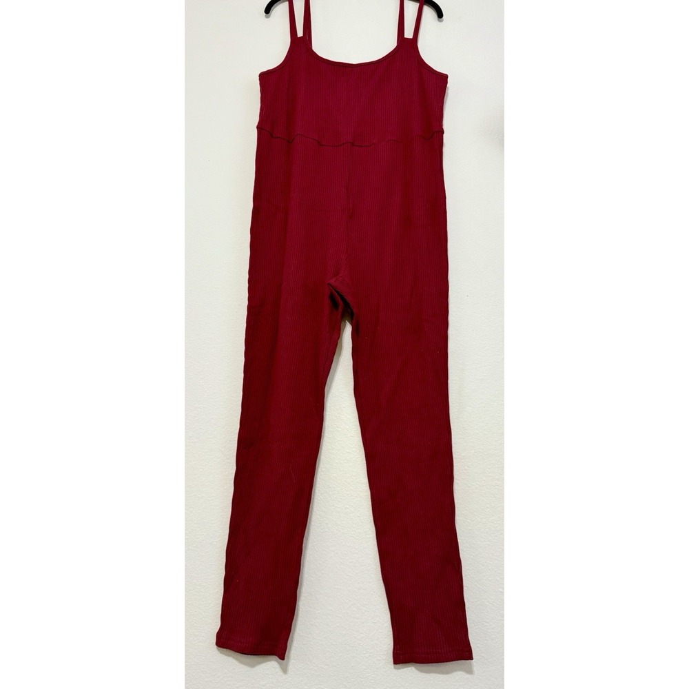 Shein Curve 2XL Ribbed Jumpsuit Stock Number A15, Burgundy Ribbed Stretch